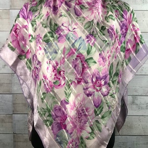 Free Shipping Hanae Mori silk scarf vintage / flora (gs20) size 35 x 35 inches