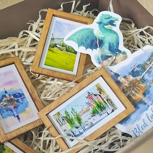 Gepersonaliseerde kunstcadeauverpakkingsdoos met houtkrullen, geschoren houten kist voor geschenken, kunstliefhebber cadeau, met gepersonaliseerde wenskaart