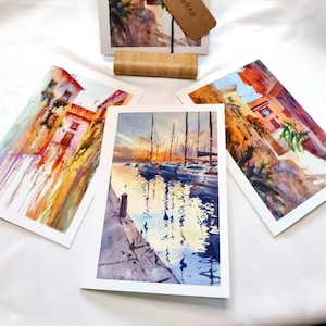 Côte slovène Portorož, Piran, Koper - Set de cartes de voeux | Peinture originale d'impression d'art | Souvenir fait main | Cadeau de voyage