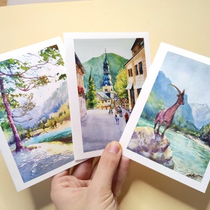 "Slowenien Natur Grußkarten Set, ""Jasna See Kozorog"" Karte, Landkarte, Fine Art Druck, Souvenir aus Slowenien, Reisegeschenk."