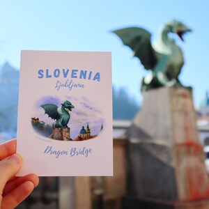 Ljubljana Drachenbrücke, Slowenien, Reiseandenken, Reiseandenken, europäische Städte, Reiseandenken, Aquarellkunst