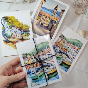 Kroatien Dalmatien Kartenset (Hvar, Makarska Riviera, Jelsa), Kunstdrucke von Aquarellbildern, Reisegeschenk Souvenir kroatische Erinnerung