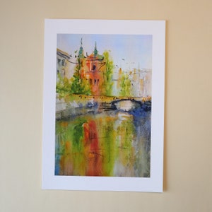 Ljubljana Slovenia Watercolor Art Print: European Cityscape