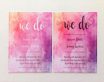 items similar to modern invitations with ombre watercolor dip dye tie dye wedding invitations