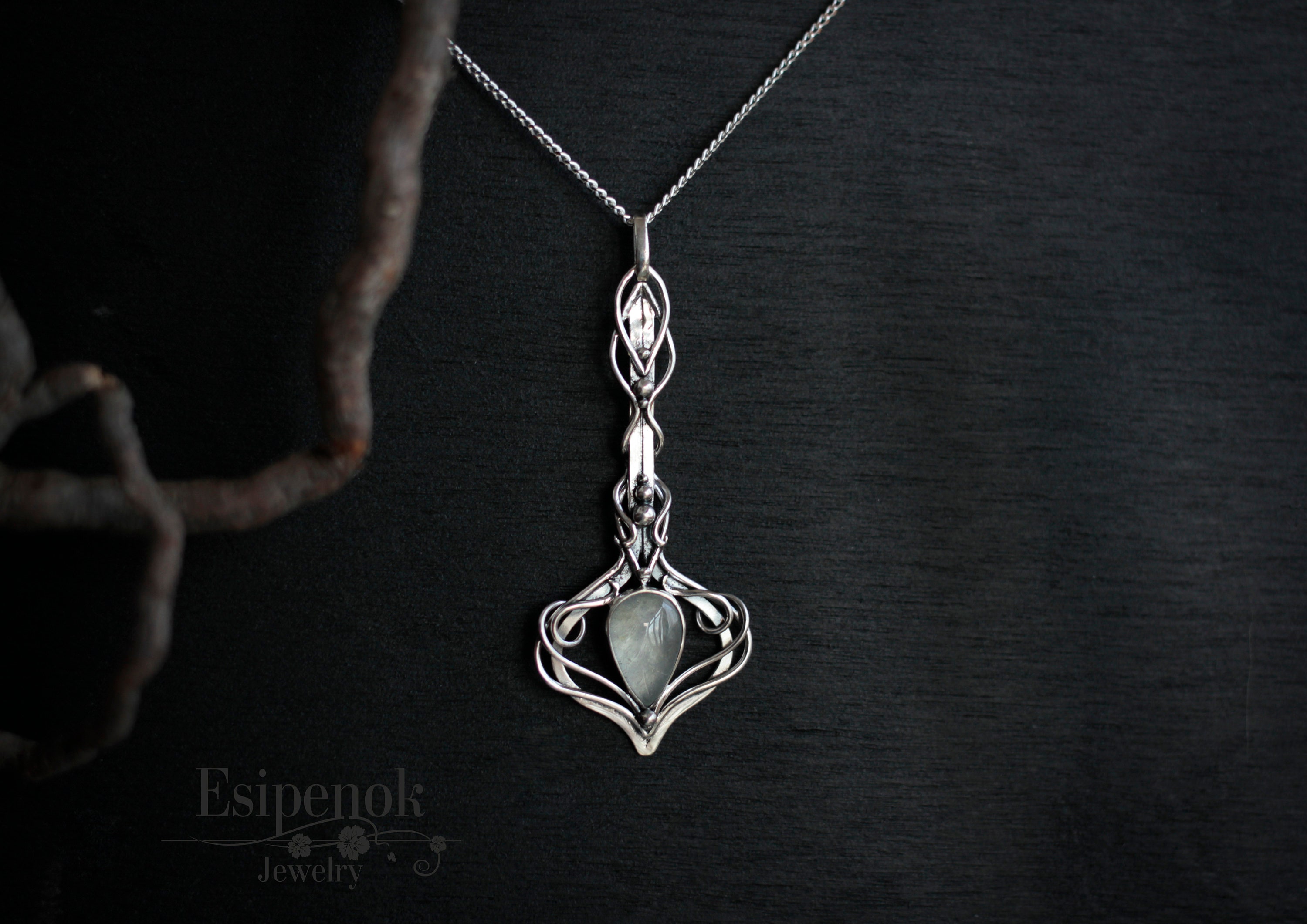 Statement gemstone modern gypsy necklace Sterling silver | Etsy