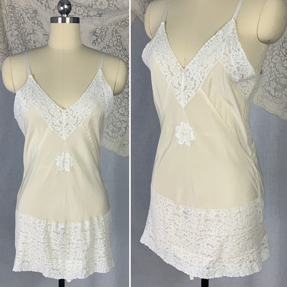 Vintage 1930's Teddy Chemise | Sheer Ivory Silk wi
