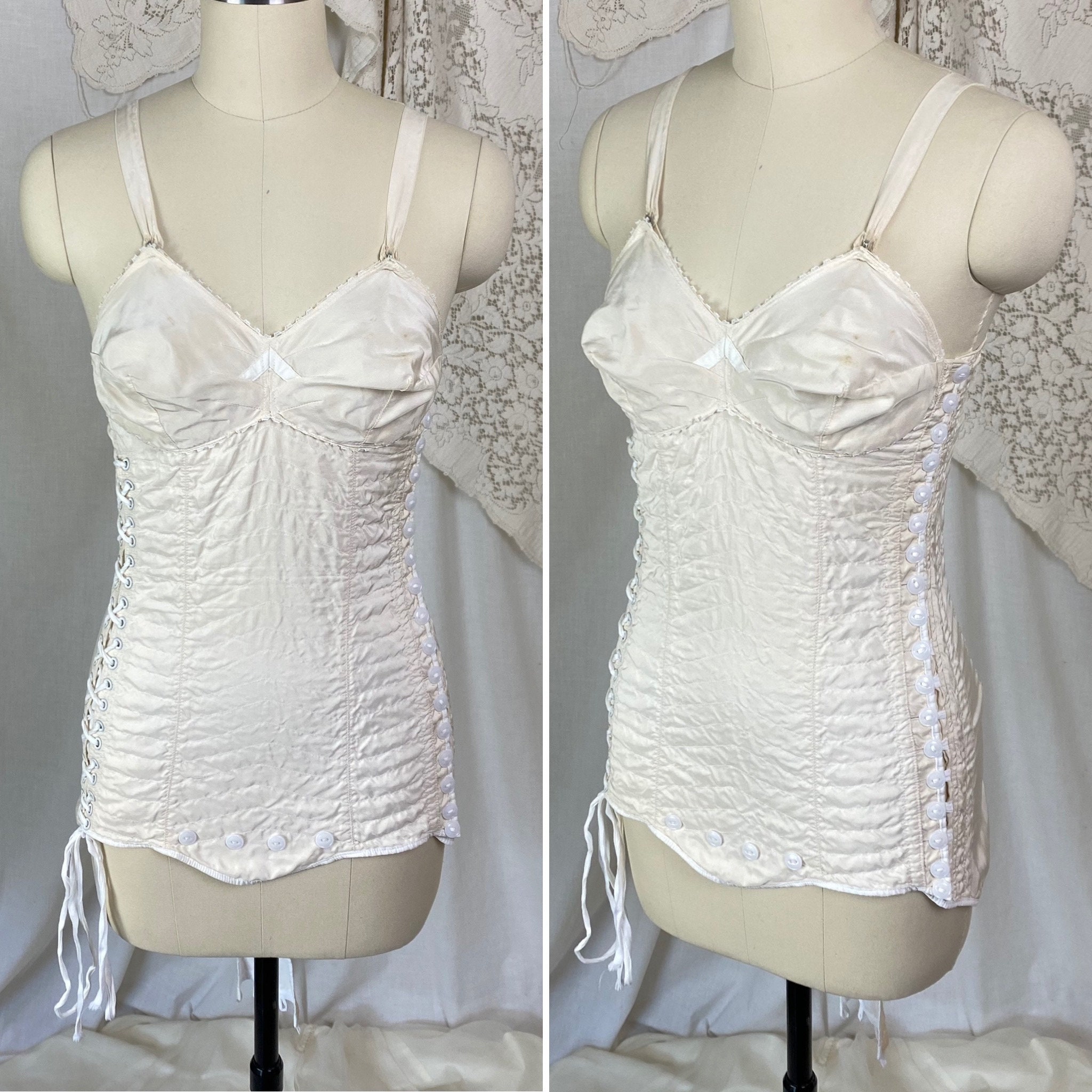 Vintage 1950's Maternity Girdle Pale Nude Quilted Rayon Etsy