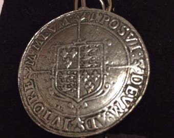 Elizabeth I Crown Coin WC48 Tie Pin With Chain or Stick pin Pewter perfect to a on to ties hats scarfs plenty of places to wear