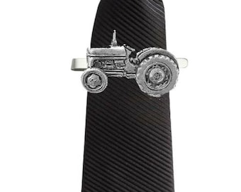 pp-t10 Vintage Tractor  Fine English Modern Pewter on a Tie Clip (slide) Made From English Pewter