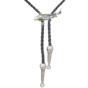 F28 Koi Carp pesce Fine English Pewter su Collana Western Cowboy Cravatta Bola Bolo Tie unisex line dancing cowboy Wild West