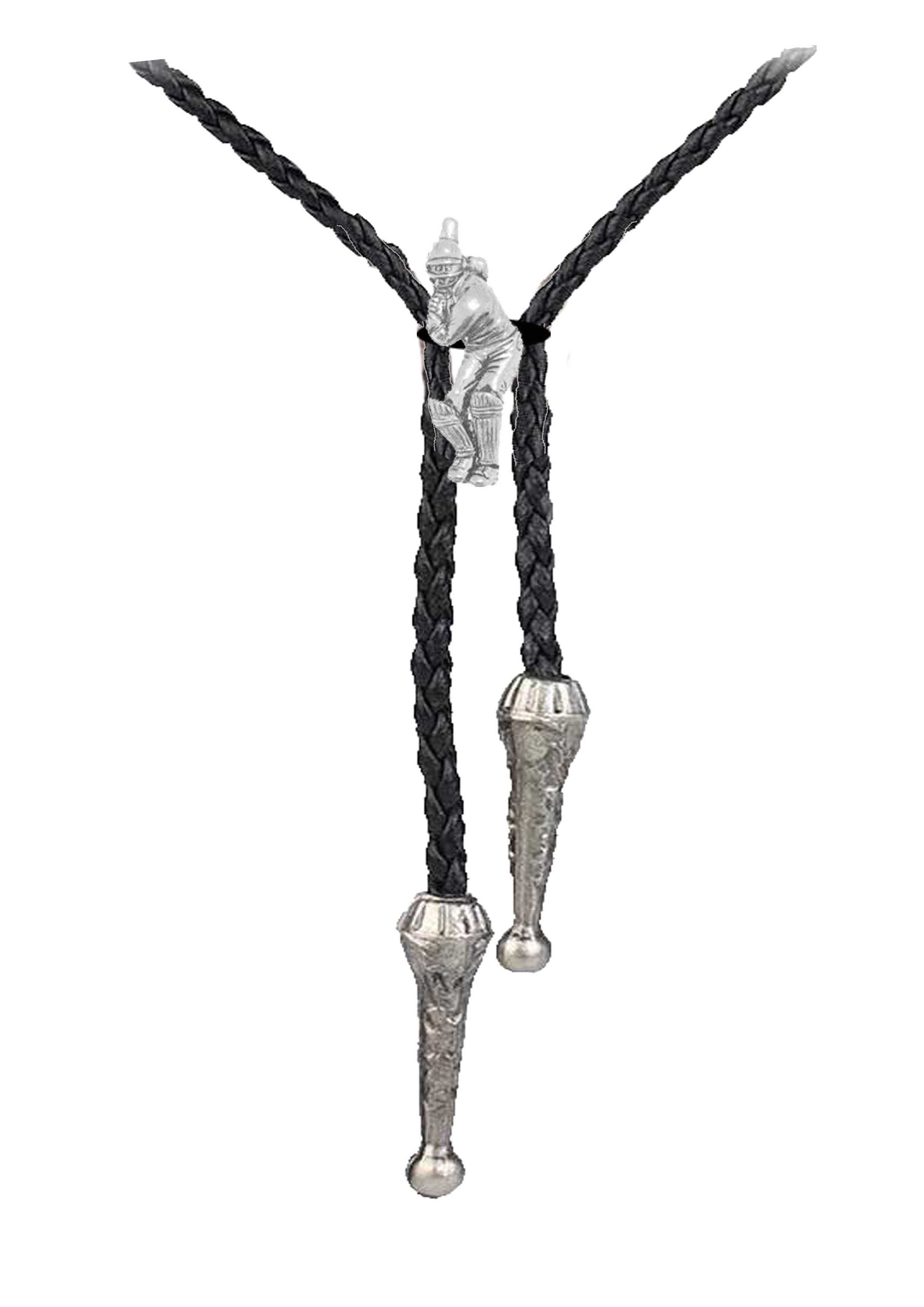 pp-sp01 Joueur de cricket 2,8 x 6 cm Étain fin anglais sur collier Cravate cow-boy western Cravate bola bolo unisexe cow-boy dansant en ligne Far West