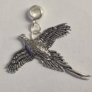 High Pheasant with 5mm bail fit Pendant Charm Bracelet European also fits Pandora , necklaces refB47 gold or pewter finish available