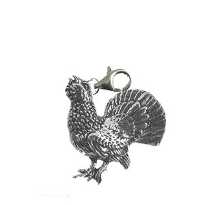 B21 Capercaillie  On a Sterling Silver 925 Trigger Clasp 925 hoop charm