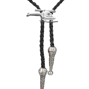 FT260 Air Sea Rescue Helicopter Chopper 3.6x1.7cm  Necklace Western Cowboy Necktie Bola Bolo Tie  unisex line dancing cowboy Wild West
