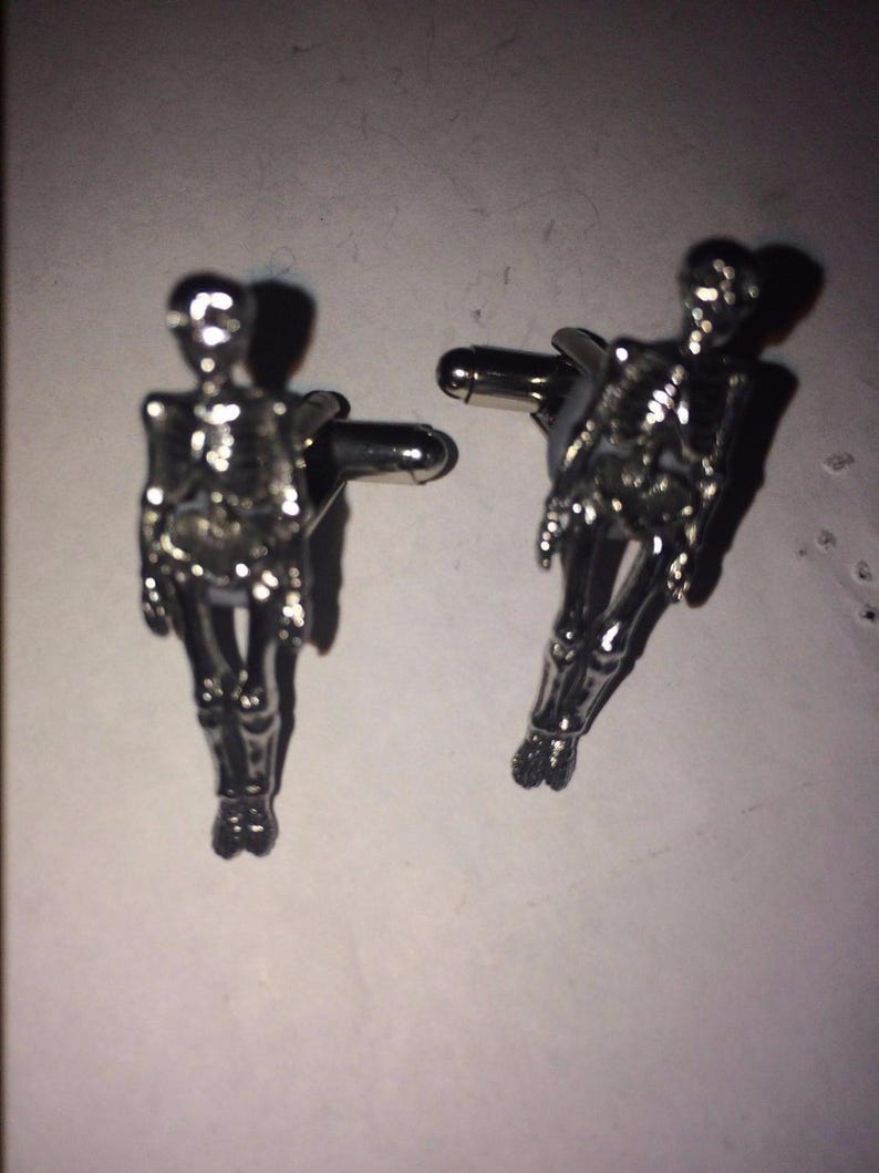 Pirate Skeleton W45 Pair of Cufflinks Made From English Modern Pewter cuff link cufflink