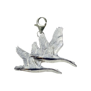 B9 Swans On a Sterling Silver 925 Trigger Clasp 925 hoop charm