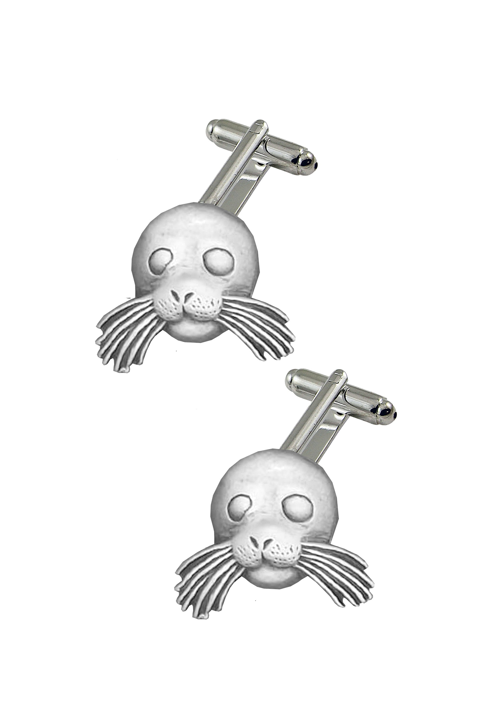 R120 Sealion Seal 2.5cm X 2cm Fine English Pewter cufflinks tie slide sets tie pin kilt chrome gold or pewter finish available