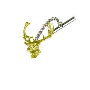 A63 Fallow Deer Head English Pewter cufflinks tie slide sets tie pin bolo neck tie kilt blanket pin chrome gold or pewter finish available
