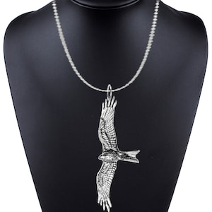 B45 Red Kite 5.7x2.3cm  Fine English Pewter On a 16" 18" 21"  REAL 925 sterling silver Necklace chain pewter or COPPER finish available