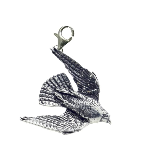 B15 Stooping Falcon On a Sterling Silver 925 Trigger Clasp 925 hoop charm chrome gold or pewter finish available