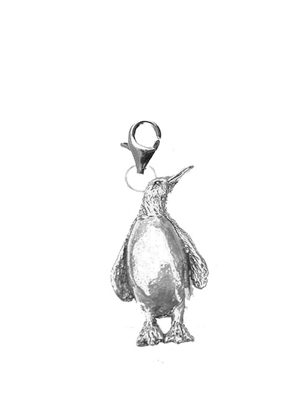 pp-a07 Penguin Fine English Pewter On a Sterling Silver 925 Trigger Clasp  925 hoop charm