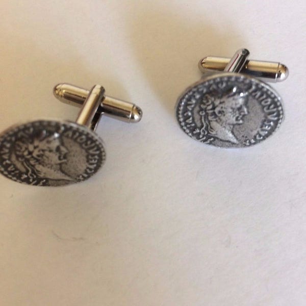 Denarius Of Tiberius Coin WC60B Pair of Cufflinks Made From English Modern Pewter cuff link cufflink