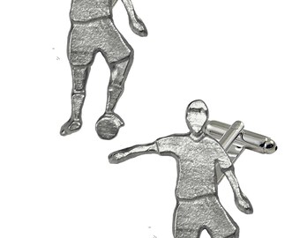 Soccer Footballer GT5 Fine English Pewter cufflinks tie slide sets tie pin bolo neck tie kilt blanket pin chrome gold - pewter finish