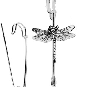 C3 Dragonfly on a 3&quot; 7.5cm Kilt blanket Brooch Pin, would suit Scarf, with English Pewter Emblem