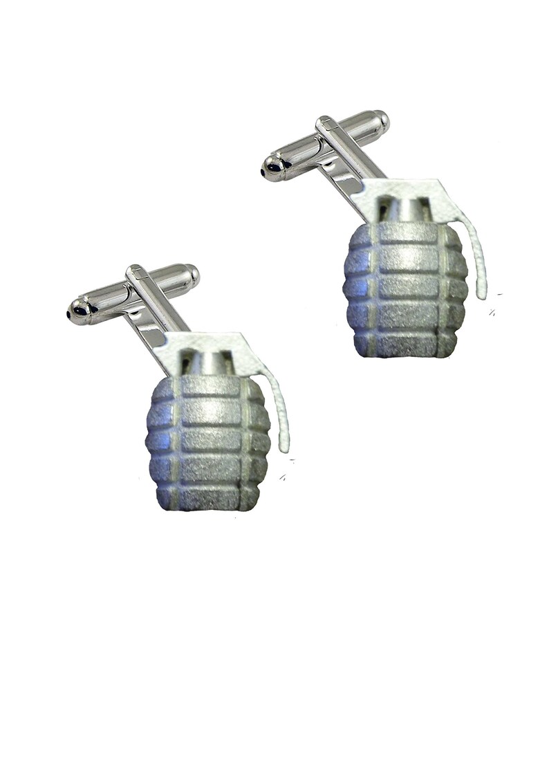 FT369 Hand Grenade 1.9x2.7cm Pair of Cufflinks Made From Fine English Modern Pewter