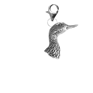 c41 Duck Fine English Pewter On a Sterling Silver 925 Trigger Clasp 925 hoop charm