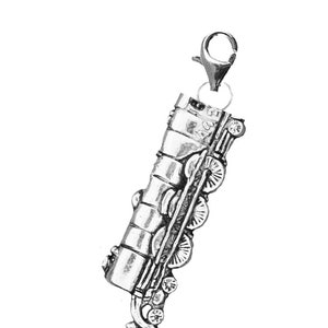 Flying Scotsman Train pp-t28 3.6x1.1cm Fine English Pewter On a Sterling Silver 925 Trigger Clasp 925 hoop charm