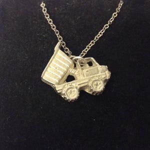 Dumper Truck GT118 Pewter On a 16" 18" 20" 24" inch Silver Plated Curb Chain Necklace