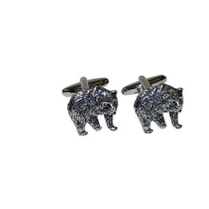 Grizzly Bear codea28  Pair of Cufflinks Made From Fine English Modern Pewter chrome gold or pewter finish available