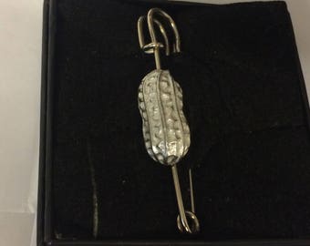 Peanut In Shell Monkey Nut GT156 Scarf , Brooch and Kilt Pin Pewter 3" 7.5 cm Made From English Modern Pewter