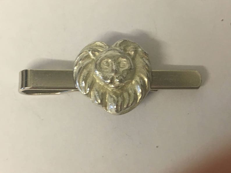 Lion Head GT191 Fine English Modern Pewter on a Tie Clip slide Made From English Modern Pewter