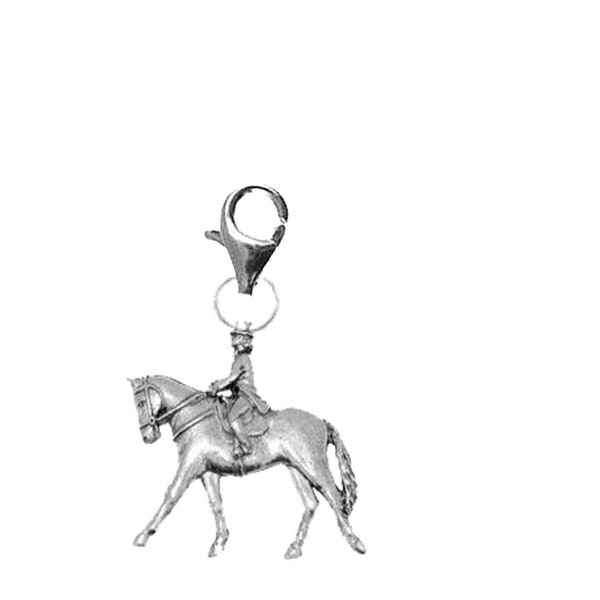 pp-e03 Dressage Equestrian Fine English Pewter On a Sterling Silver 925 Trigger Clasp 925 hoop charm