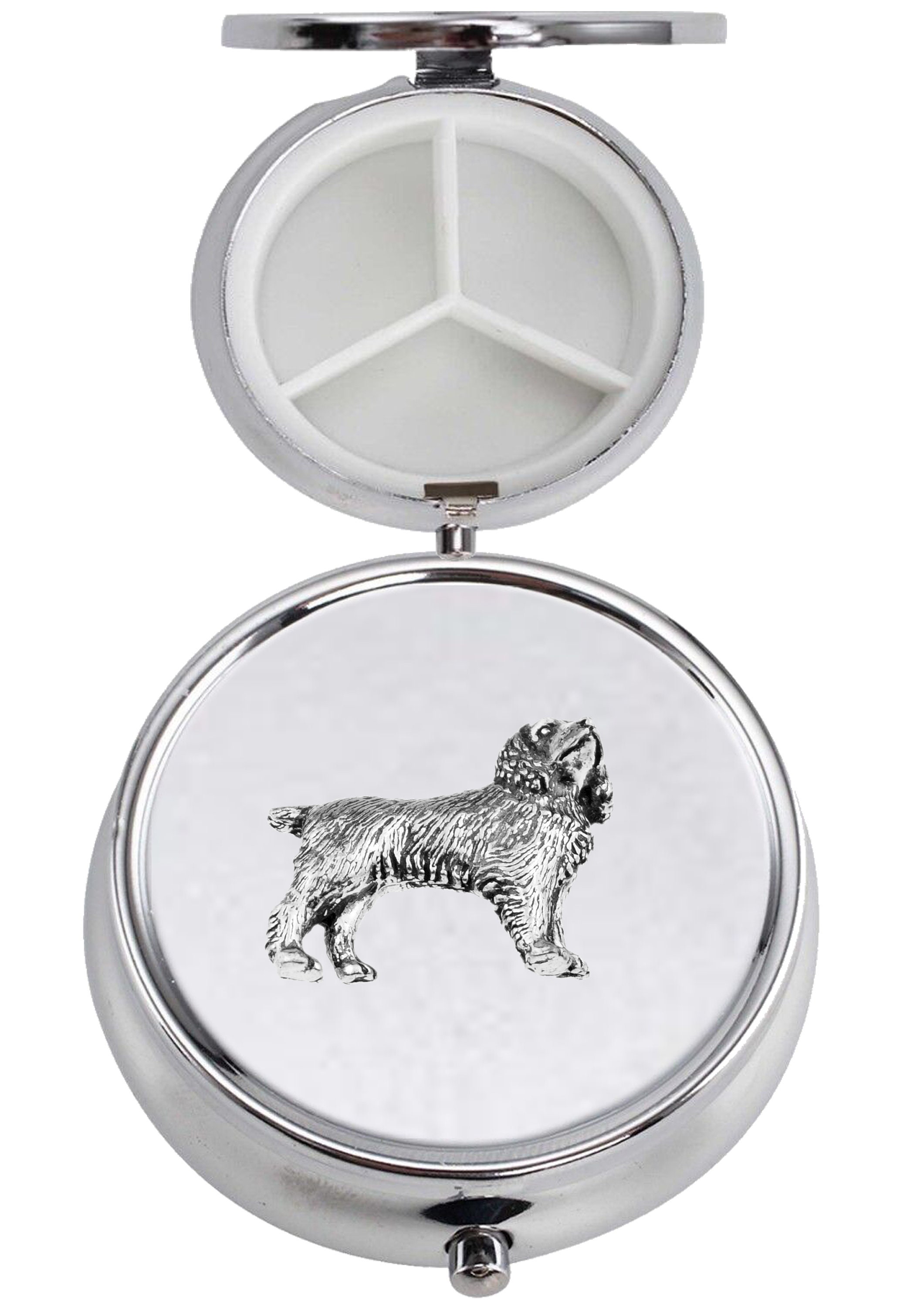 犬用のイングリッシュピューター製ミラー付き3セクションコンテナ