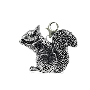 A35 Sitting Squirrel On a Sterling Silver 925 Trigger Clasp 925 hoop charm