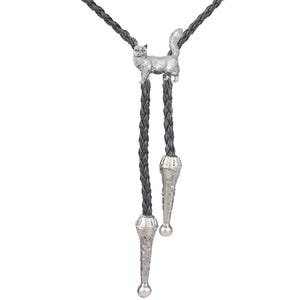 pp-c07 Collar de peltre inglés fino con diseño de gato Maine Coone, estilo vaquero occidental, corbata Bola Bolo, unisex, vaquero de baile en línea, del Salvaje Oeste