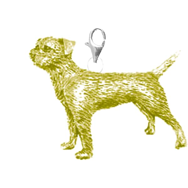 pp-d02 Border Terrier Dog Fine English Pewter On a Sterling Silver 925 Trigger Fermoir 925 hoop charm finition or chromé ou étain disponible