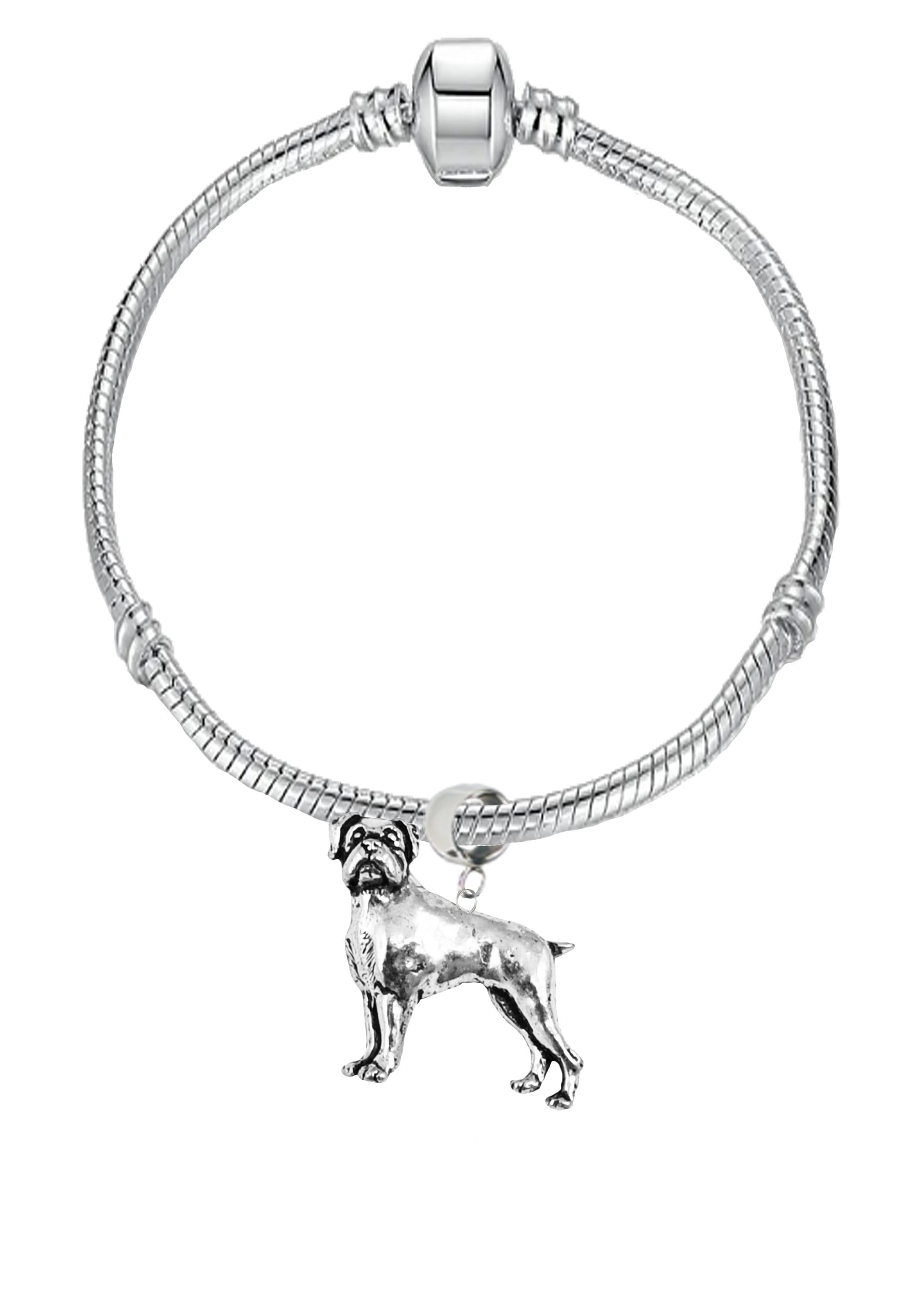 D8 Boxer Dog Bail Charm, Snake Bracelet, Faux Leather