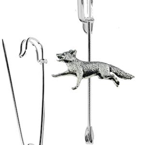 a3 Running Fox on a 3&quot; 7.5cm Kilt blanket Brooch Pin, would suit Scarf, with English Pewter Emblem