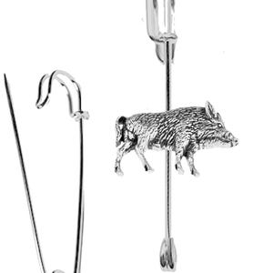 A18 Wild Boar  on a 3&quot; 7.5cm Kilt blanket Brooch Pin, would suit Scarf, with English Pewter Emblem