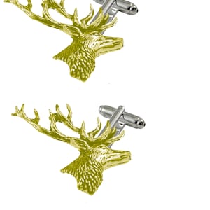 Stag Stag’s Head code a21 Cufflinks tie slide tie pin Made From Fine English Modern Pewter   chrome gold or pewter finish available