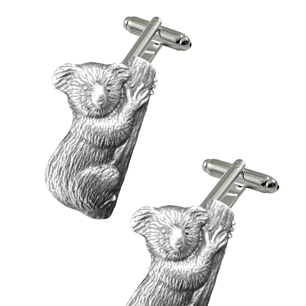 qr11 Koala Bear 3.1x2cm English Pewter cufflinks tie slide sets tie pin bolo neck tie kilt blanket pin chrome gold or pewter finish