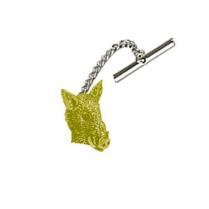 A44 Wild Boar’s Head  Fine English Pewter cufflinks tie slide sets tie pin  kilt chrome gold or pewter finish available