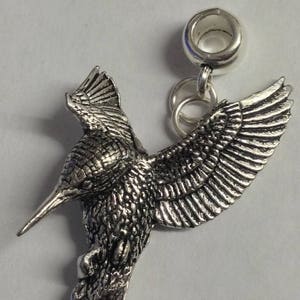 Hovering Kingfisher with 5mm Hole to fit Pendant Charm Bracelet European also fits Pandora Bracelets , necklaces refB22