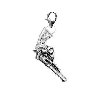 Épingle à Cravate Revolver G12 Avec Chaîne - Étain Anglais Fait Main Sheffield - Cadeau Homme