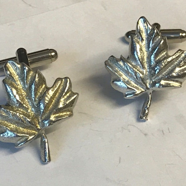 Maple Leaf TG236 2.2x2.6cm English Pewter cufflinks tie slide sets tie pin bolo neck tie kilt blanket pin chrome gold or pewter finish