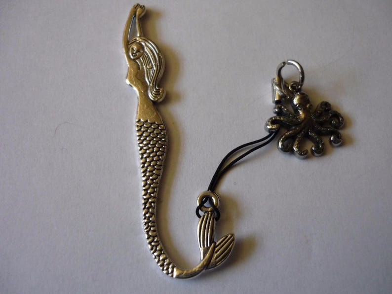 Octopus W13 Pewter Emblem On 5 Different Bookmarks Dolphin,Dragon,Feather,Mermaid,Pattern Bookmarks image 4